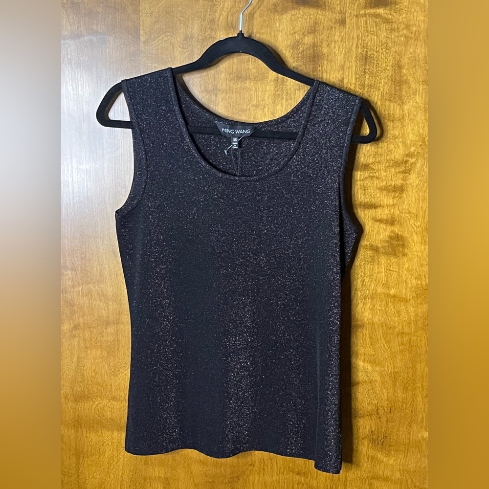 Ming Wang Sparkling Black Tank Top